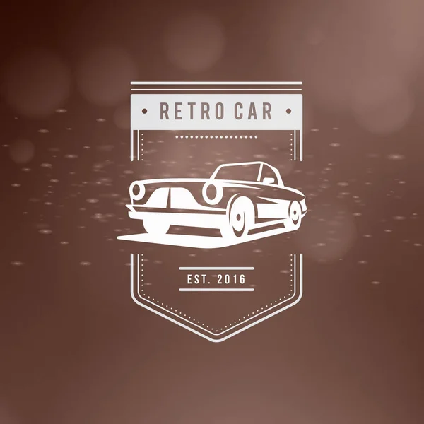 Logotipo clássico do carro, emblema, crachá. Serviço de reparação de automóveis, emblema de corrida e carro clube elementos de design. Ilustração vetorial. Branco sobre fundo de cor abstrata —  Vetores de Stock