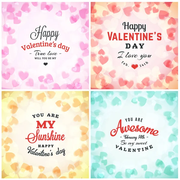 Valentines Day Greeting Card atau Poster Design Template. Desain Grafis Vintage dan Latar Belakang Vektor Abstrak. Selamat Hari Valentine Latar Belakang - Stok Vektor