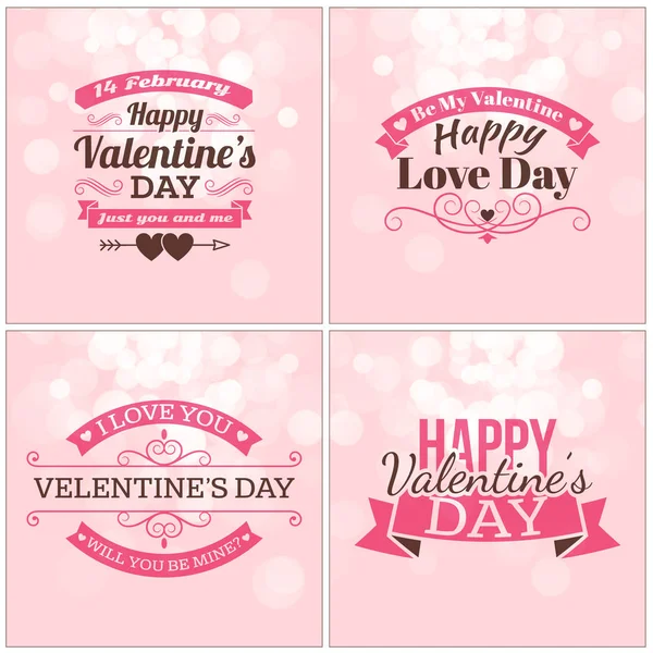 Valentines Day Greeting Card or Poster Design Template. Vintage Typographic Design and Abstract Vector Background. Happy Valentines Day Background — Stock Vector