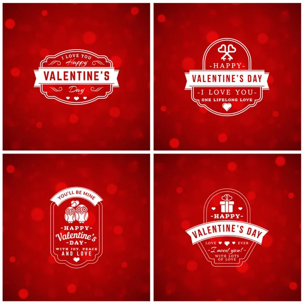 Conjunto de fondos tipográficos de la fiesta de San Valentín. Fondo abstracto borroso rojo . — Vector de stock