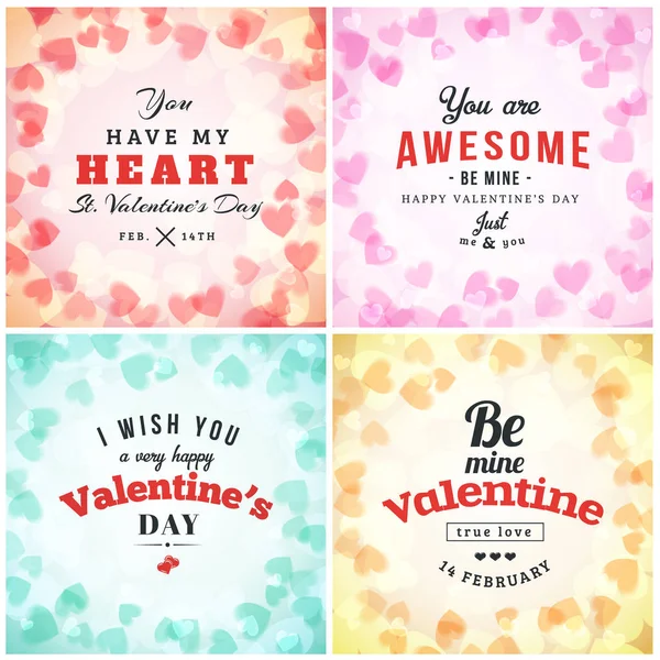 Valentines Day Greeting Card atau Poster Design Template. Desain Grafis Vintage dan Latar Belakang Vektor Abstrak. Selamat Hari Valentine Latar Belakang - Stok Vektor