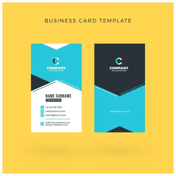 Modern Creative Vertical Double-sided Business Card Template. Flat Design Vector Illustration. Stationery Design — Stock Vector