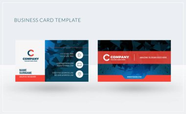 Çift taraflı yaratıcı kartvizit şablonu. Vektör çizim. İleti örneği tasarım