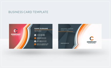 Çift taraflı yaratıcı kartvizit şablonu. Vektör çizim. İleti örneği tasarım