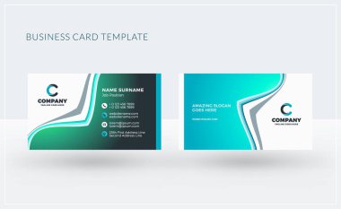 Çift taraflı yaratıcı kartvizit şablonu. Vektör çizim. İleti örneği tasarım