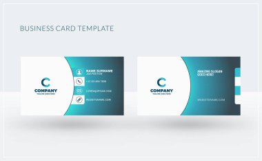 Çift taraflı yaratıcı kartvizit şablonu. Vektör çizim. İleti örneği tasarım