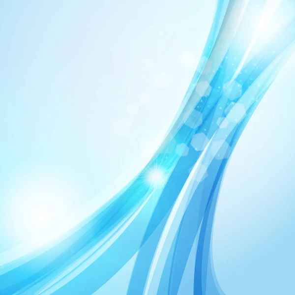 ポスター、チラシ、bunner テンプレートの抽象的な青い波背景。ベクトルの図。光の効果で波背景 — ストックベクタ