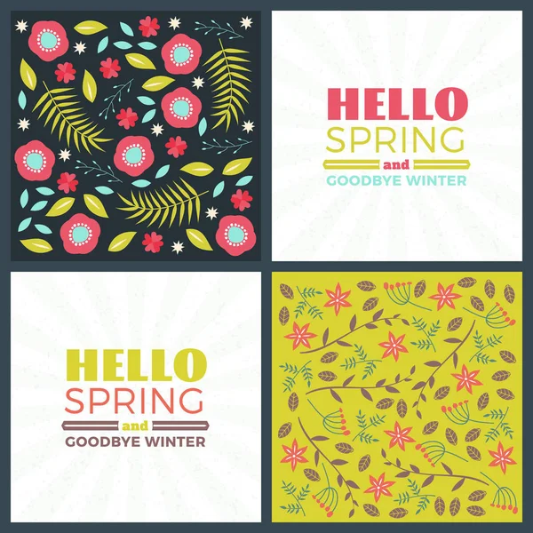 Frühling Urlaub Grußkarte Design. Vektorflorale Glückwunschkarte oder Poster. romantische Etiketten mit Blumenmuster — Stockvektor
