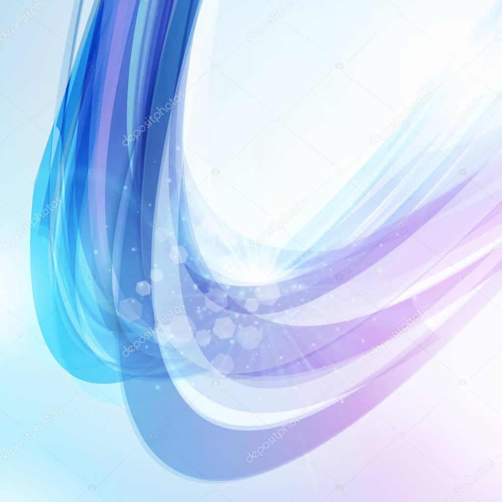 Abstract blue wave background for poster, flyer, bunner templates. Vector illustration. Wave background with light effects