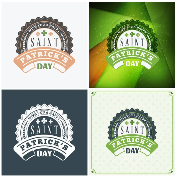 St Patricks Günü rozet tasarım. Vektör tipografik posterler veya tebrik kartları kümesidir. Saint Patricks Day arka planlar — Stok Vektör