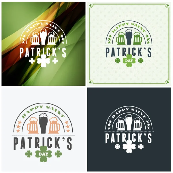 St Patricks Day odznaka projekt. Zbiór plakatów typograficznych wektor lub pocztówki. Saint Patricks Day tła — Wektor stockowy