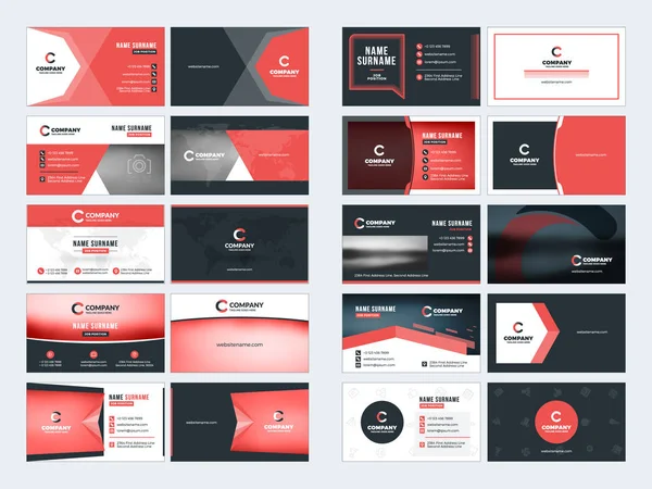 Collection of double-sided business card vector templates. Stationery design vector set Royalty Free Stock Illustrations