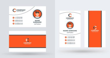 Çift taraflı yaratıcı kartvizit şablonu. Dikey ve yatay yönlendirme. Yatay ve dikey düzen. Vektör çizim