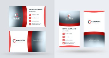 Çift taraflı yaratıcı kartvizit şablonu. Dikey ve yatay yönlendirme. Yatay ve dikey düzen. Vektör çizim