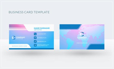 Çift taraflı yaratıcı kartvizit şablonu. Vektör çizim. İleti örneği tasarım