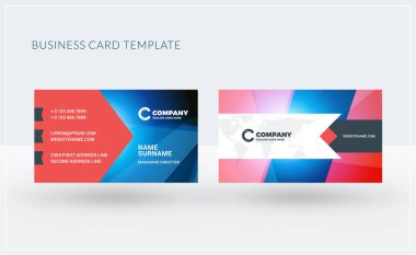 Çift taraflı yaratıcı kartvizit şablonu. Vektör çizim. İleti örneği tasarım