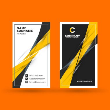 Dikey çift taraflı kartvizit şablonu. Vektör çizim. İleti örneği tasarım.
