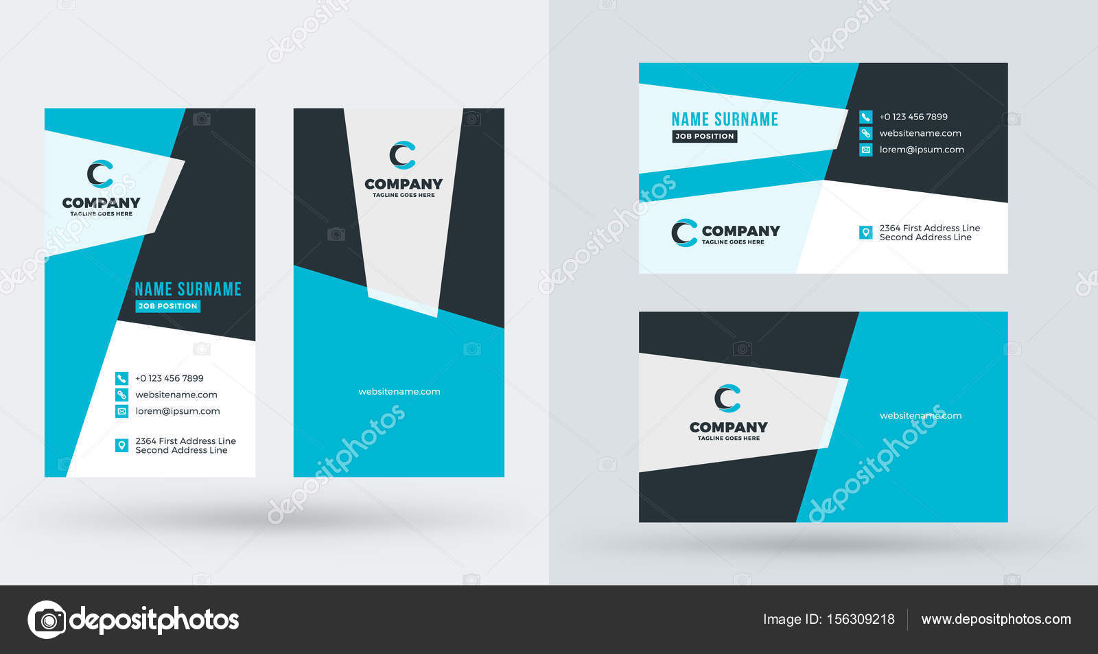 Double Sided Business Card Template Illustrator from st3.depositphotos.com