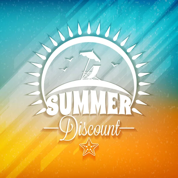 Summer sale banner. Typographic retro style summer poster with textured abstract background. Summer discounts and special offers. Vector illustration — Stock Vector