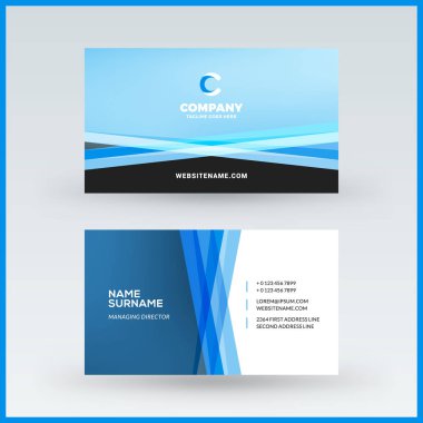 Çift taraflı yatay kartvizit şablonu. Vektör mockup çizim. İleti örneği tasarım