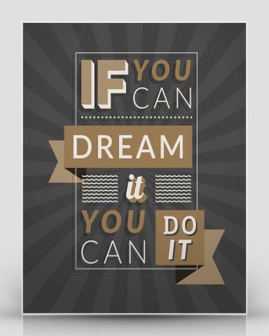 Vintage ilham ve motivasyon teklif tipografik poster. Siyah ve kahverengi renkleri dokulu arka plan ile. Vektör alıntı poster mockup şablonu