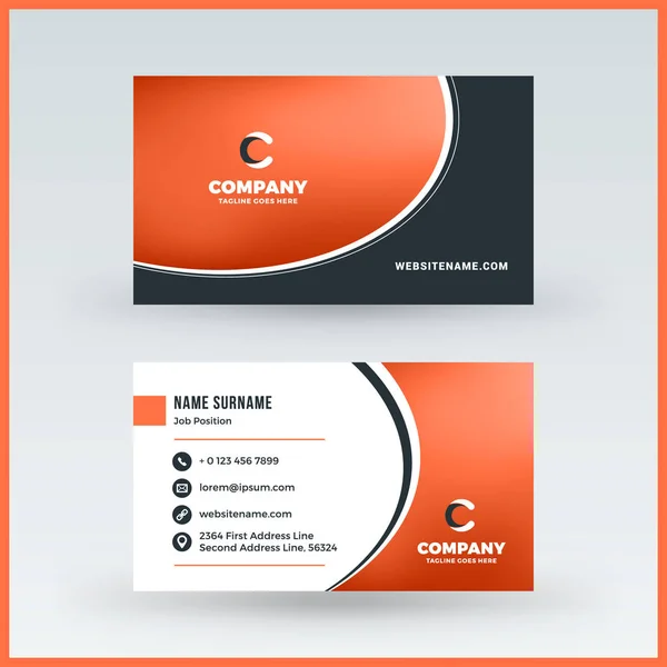 Double-sided horizontal business card template. Vector mockup illustration. Stationery design