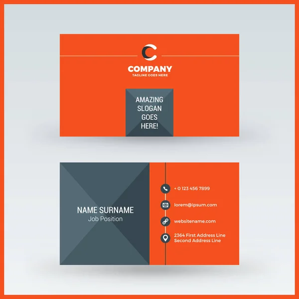 Double-sided horizontal business card template. Vector mockup illustration. Stationery design — Stock Vector