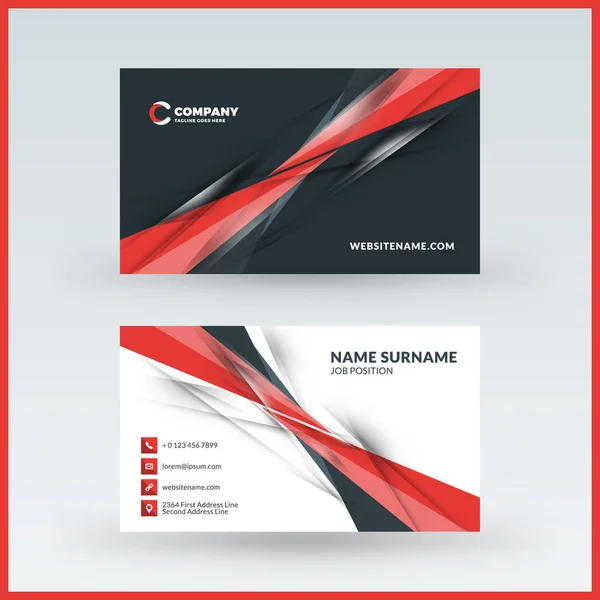 Double-sided horizontal business card template. Vector mockup illustration. Stationery design — Stock Vector