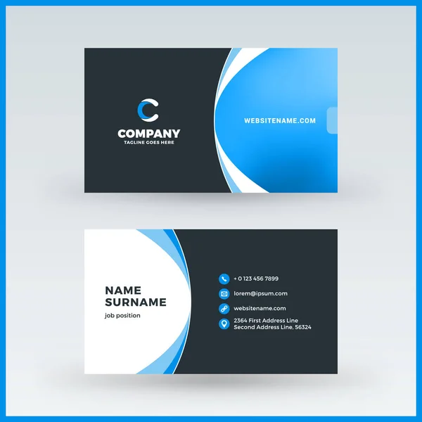 Double-sided horizontal business card template. Vector mockup illustration. Stationery design — Stock Vector