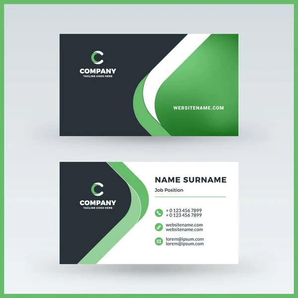 Double-sided horizontal business card template. Vector mockup illustration. Stationery design — Stock Vector