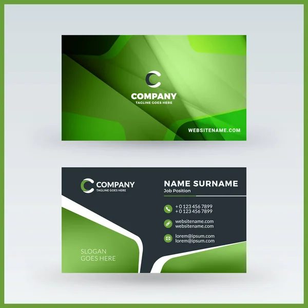 Double-sided horizontal business card template. Vector mockup illustration. Stationery design — Stock Vector