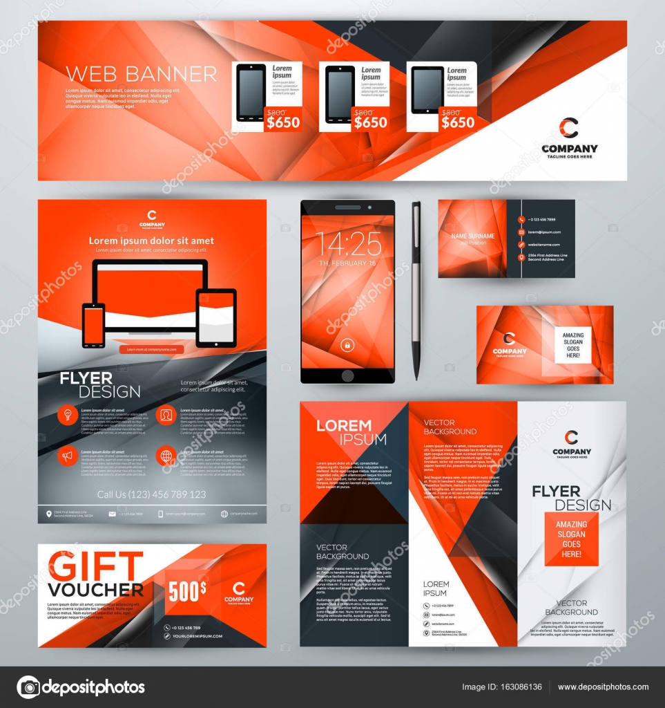 set of stationery design templates corporate identity with abstract