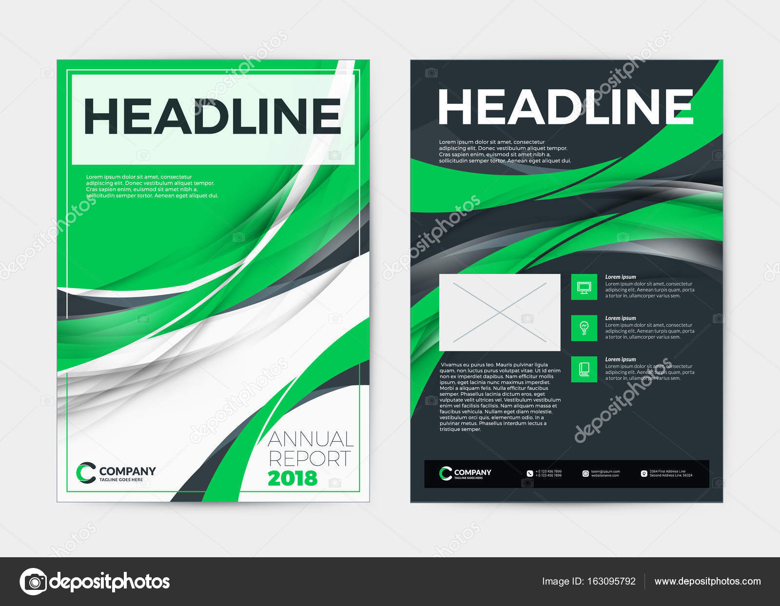Download Annual Report Cover Design Template Vector Flyer Mockup Cover Layout Design With Abstract Background Green And Black Color Theme Vector Illustration Vector Image By C Antartstock Vector Stock 163095792