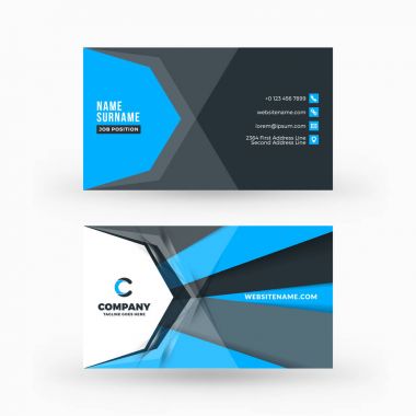Yaratıcı ve temiz çift taraflı kartvizit vektör şablonu. Düz tasarım vektör mockup. İleti örneği tasarım