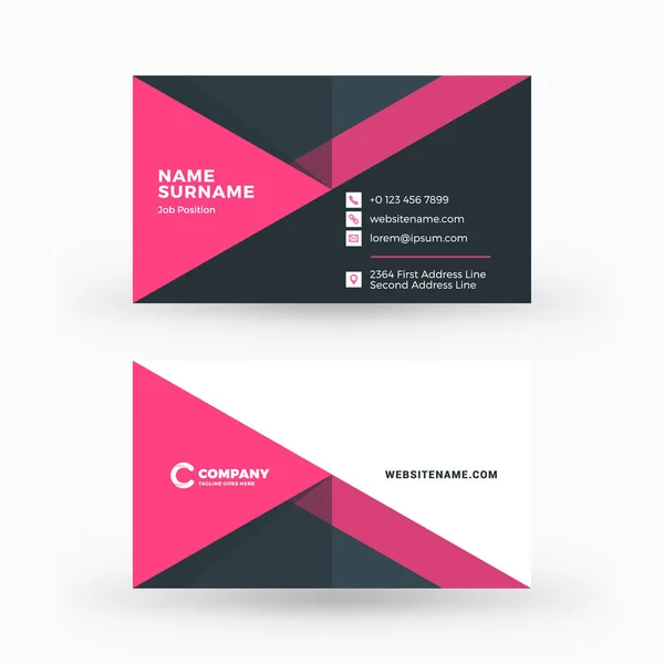 Creative and clean double-sided business card vector template. Flat design vector mockup. Stationery design — Stock Vector