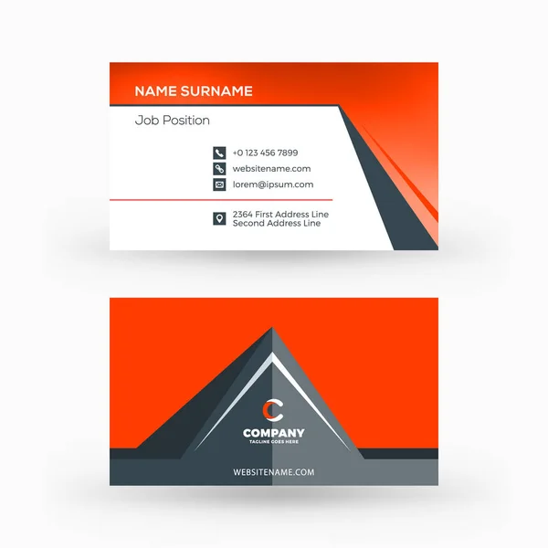 Creative and clean double-sided business card vector template. Flat design vector mockup. Stationery design — Stock Vector