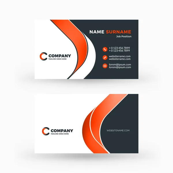 Creative and clean double-sided business card vector template. Flat design vector mockup. Stationery design — Stock Vector