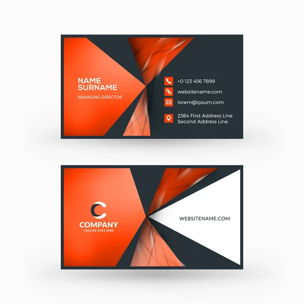 Creative and clean double-sided business card vector template. Flat design vector mockup. Stationery design — Stock Vector