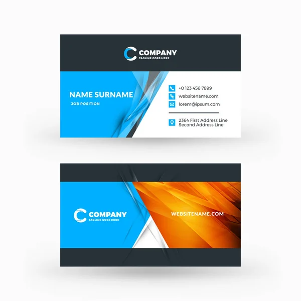 Creative and clean double-sided business card vector template. Flat design vector mockup. Stationery design — Stock Vector