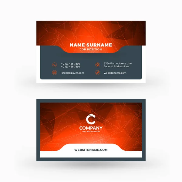 Creative and clean double-sided business card vector template. Flat design vector mockup. Stationery design — Stock Vector