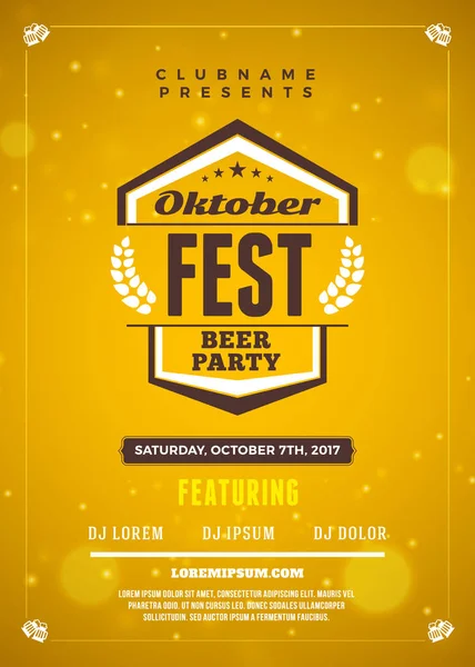 Oktoberfest bira Festivali kutlama. Bira partisi için tipografi poster veya el ilanı şablonu