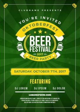 Oktoberfest bira Festivali kutlama. Bira partisi için tipografi poster veya el ilanı şablonu