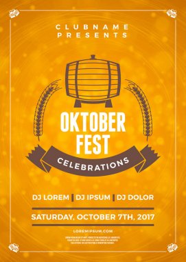 Oktoberfest bira Festivali kutlama. Bira partisi için tipografi poster veya el ilanı şablonu