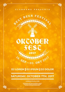 Oktoberfest bira Festivali kutlama. Bira partisi için tipografi poster veya el ilanı şablonu