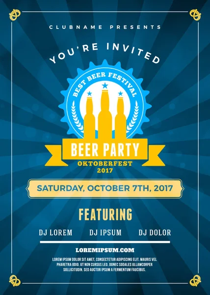 Oktoberfest bira Festivali kutlama. Bira partisi için tipografi poster veya el ilanı şablonu