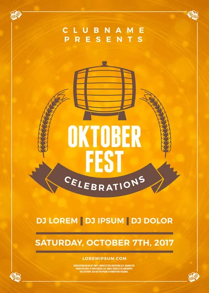 Oktoberfest Bierfest. Typografie-Plakat oder Flyer-Vorlage für Bierparty — Stockvektor