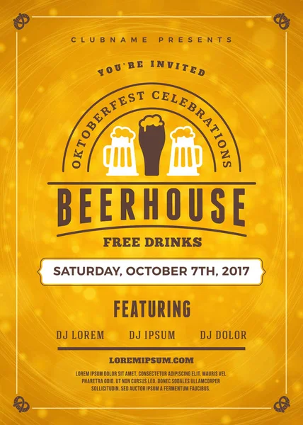 Oktoberfest bira Festivali kutlama. Bira partisi için tipografi poster veya el ilanı şablonu