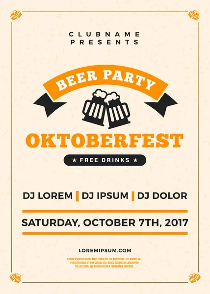 Oktoberfest bira Festivali kutlama. Bira partisi için tipografi poster veya el ilanı şablonu