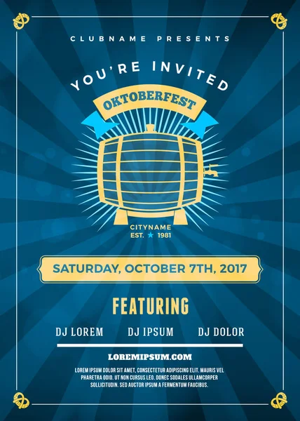 Oktoberfest bira Festivali kutlama. Bira partisi için tipografi poster veya el ilanı şablonu