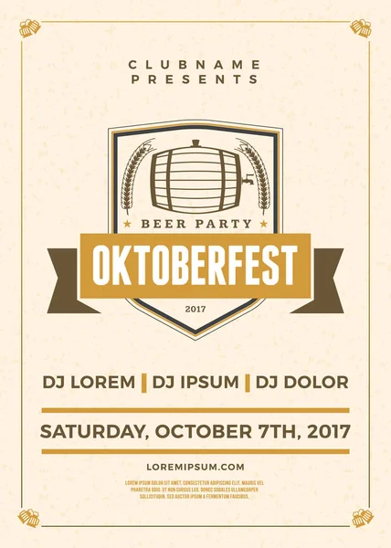 Oktoberfest bira Festivali kutlama. Bira partisi için tipografi poster veya el ilanı şablonu